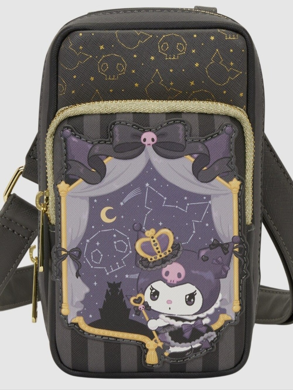 SANRIO 20TH ANNIVERSARY KUROMI LOUNGEFLY CELL PHONE CROSS BODY BAG WITH COIN PUR